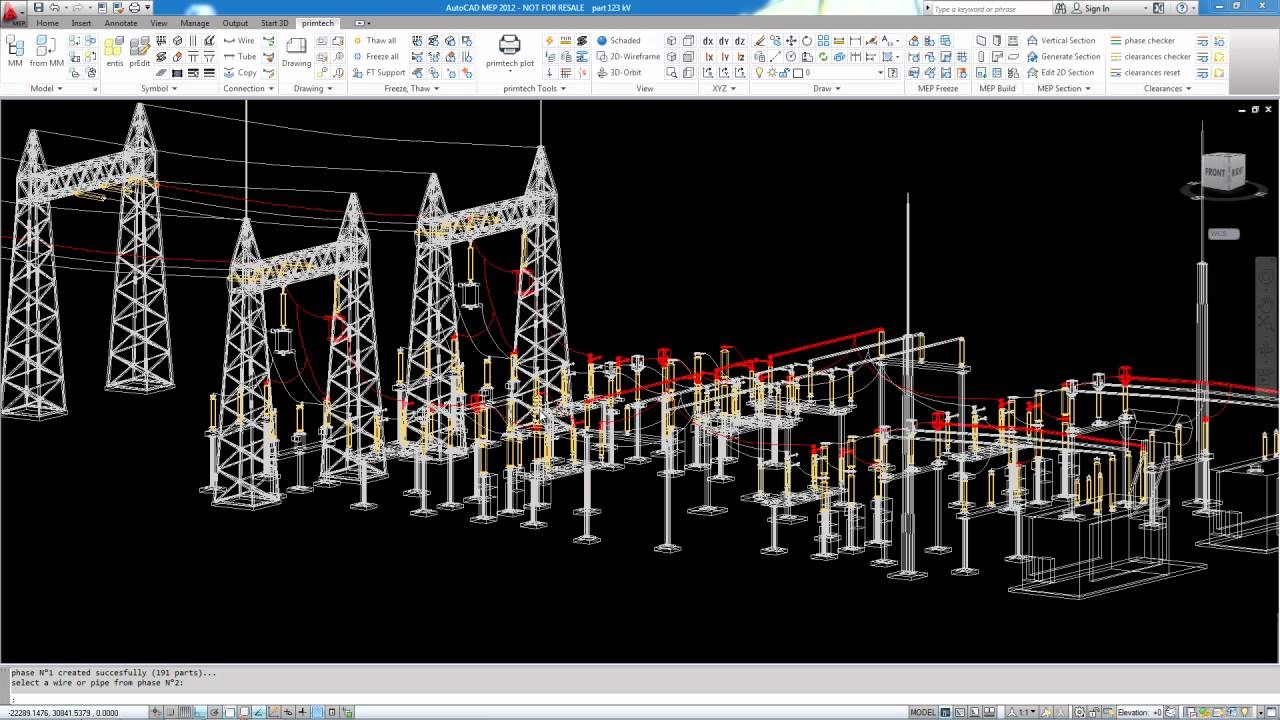 Technical electrical design for a high-voltage substation showing the single line diagram (SLD), protective relaying, and earthing system layout.