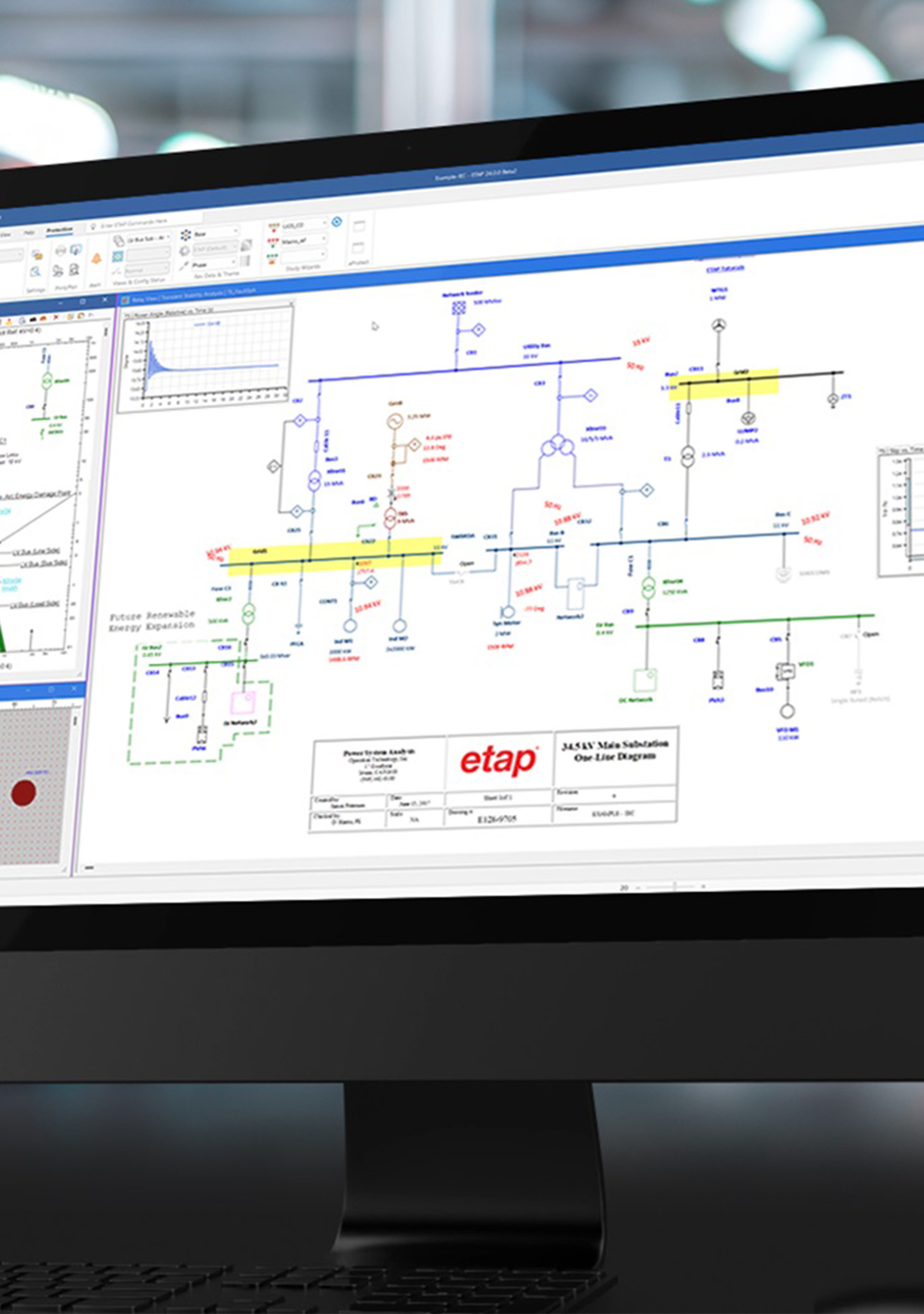 An electrical engineer designing a complex power distribution schematic using professional CAD software for an industrial project.