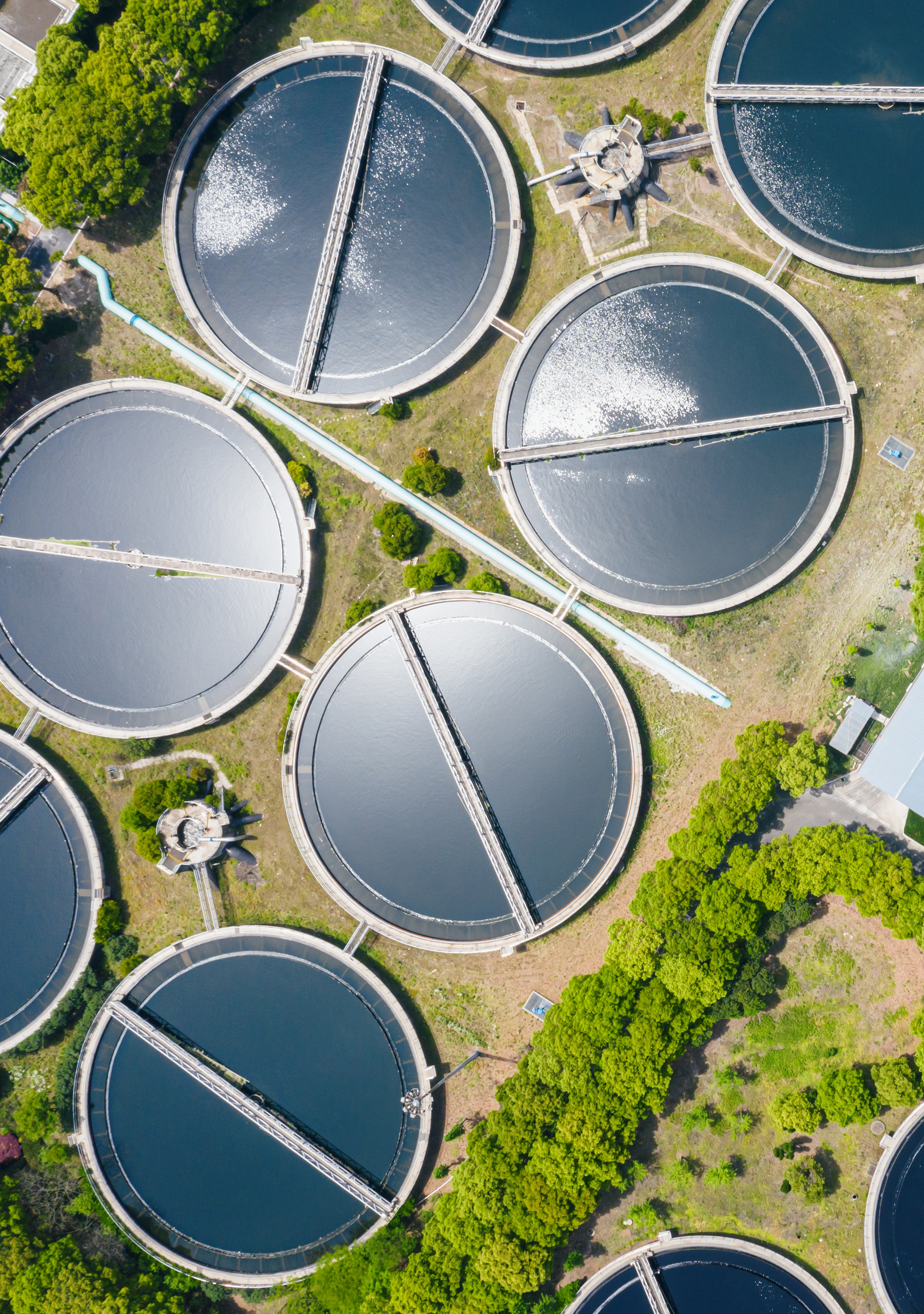 Large-scale water desalination system featuring high-pressure pumps, membrane housings, and filtration units for seawater treatment.